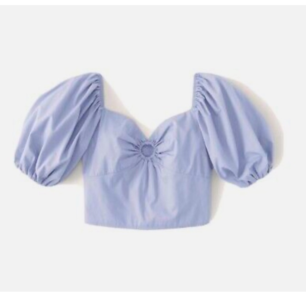 Abercrombie & Fitch Puff Sleeve Poplin O-Ring Top